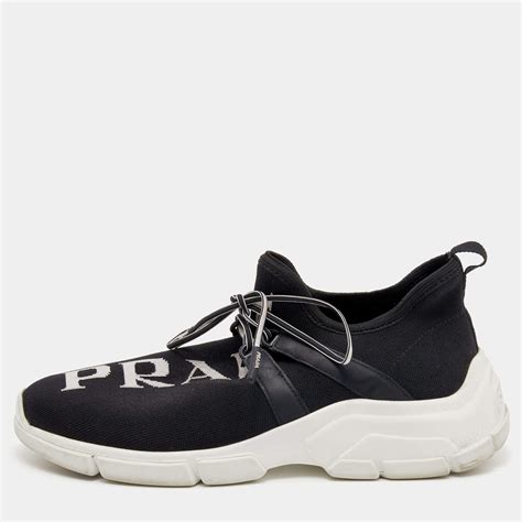 xy knit sneakers prada|Black/white XY knit sneakers .